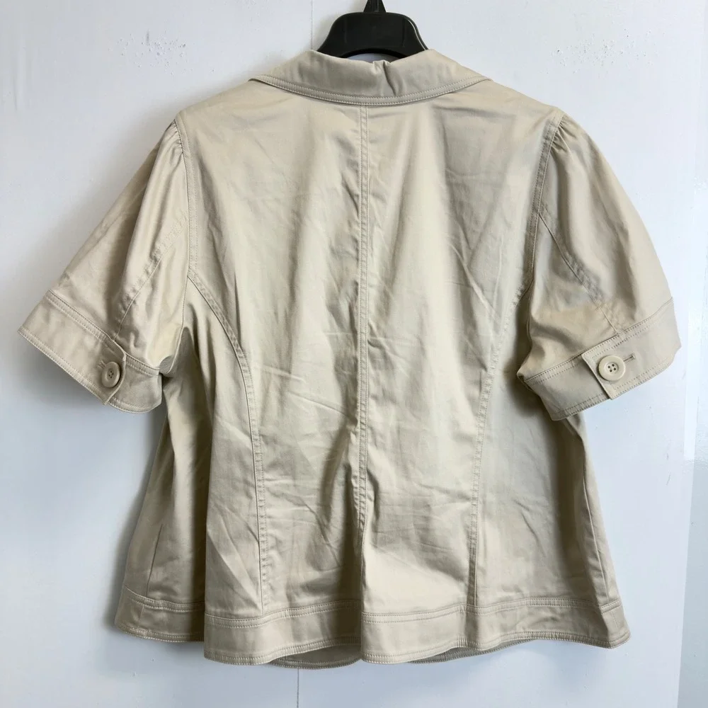 Lane Bryant Khaki Tan Short Sleeve Blazer Jacket Plus Size 18/20W Cotton Blend